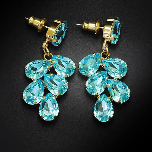 Auskarai "Amber II (Aqua Bohemica)" su Preciosa™ kristalais